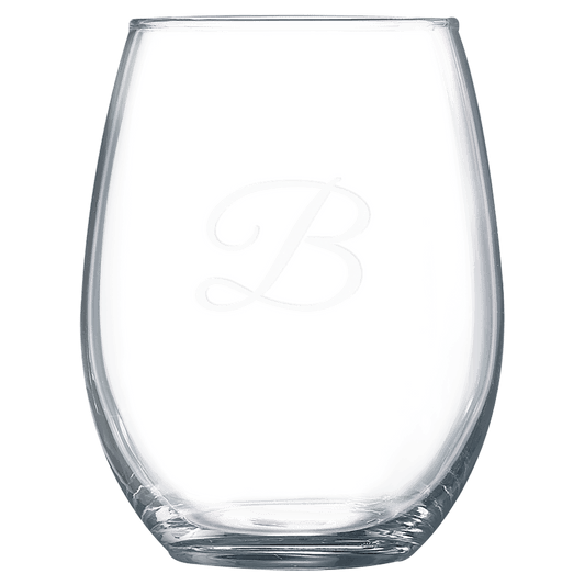 Personalized 21 oz. stemless wine glass with custom engraved name or message, perfect gift for wine lovers