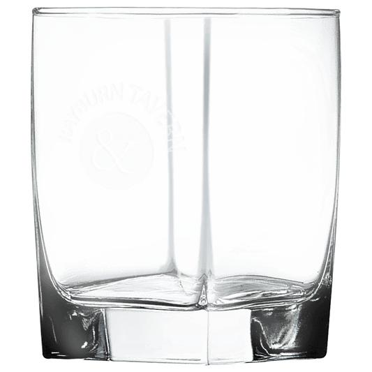 Personalized 12 oz. square double old fashioned whiskey glass with custom engraved name or initials