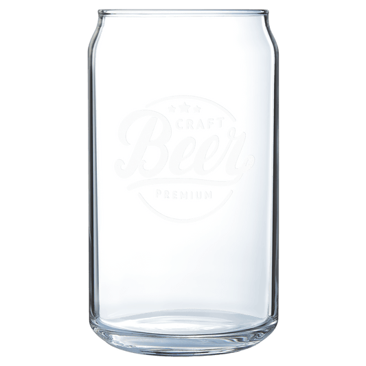 Personalized 16 oz. can-style beer glass with custom engraved name or message, fun gift for beer lovers