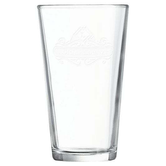 Personalized 16 oz. pint mixing glass with custom engraved name or message, versatile gift for drink lovers