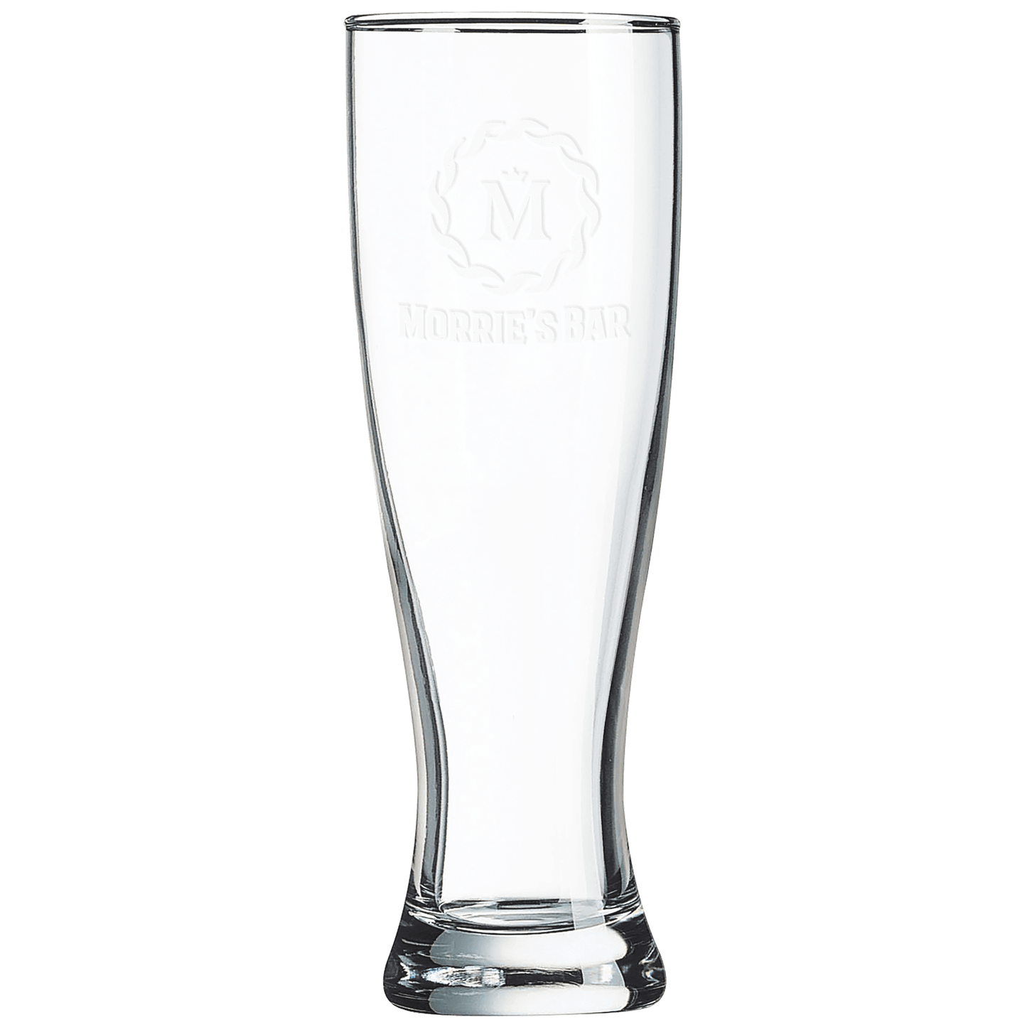 Personalized 16 oz. pilsner beer glass with custom engraved name or message, perfect gift for beer lovers
