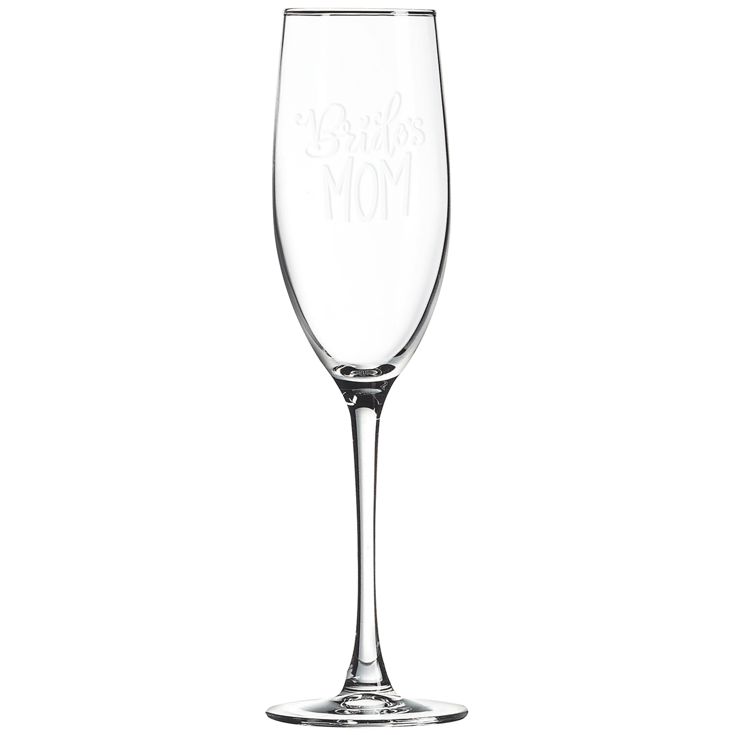 Personalized 8 oz. champagne flute with custom engraved name or date, perfect for weddings and celebrations