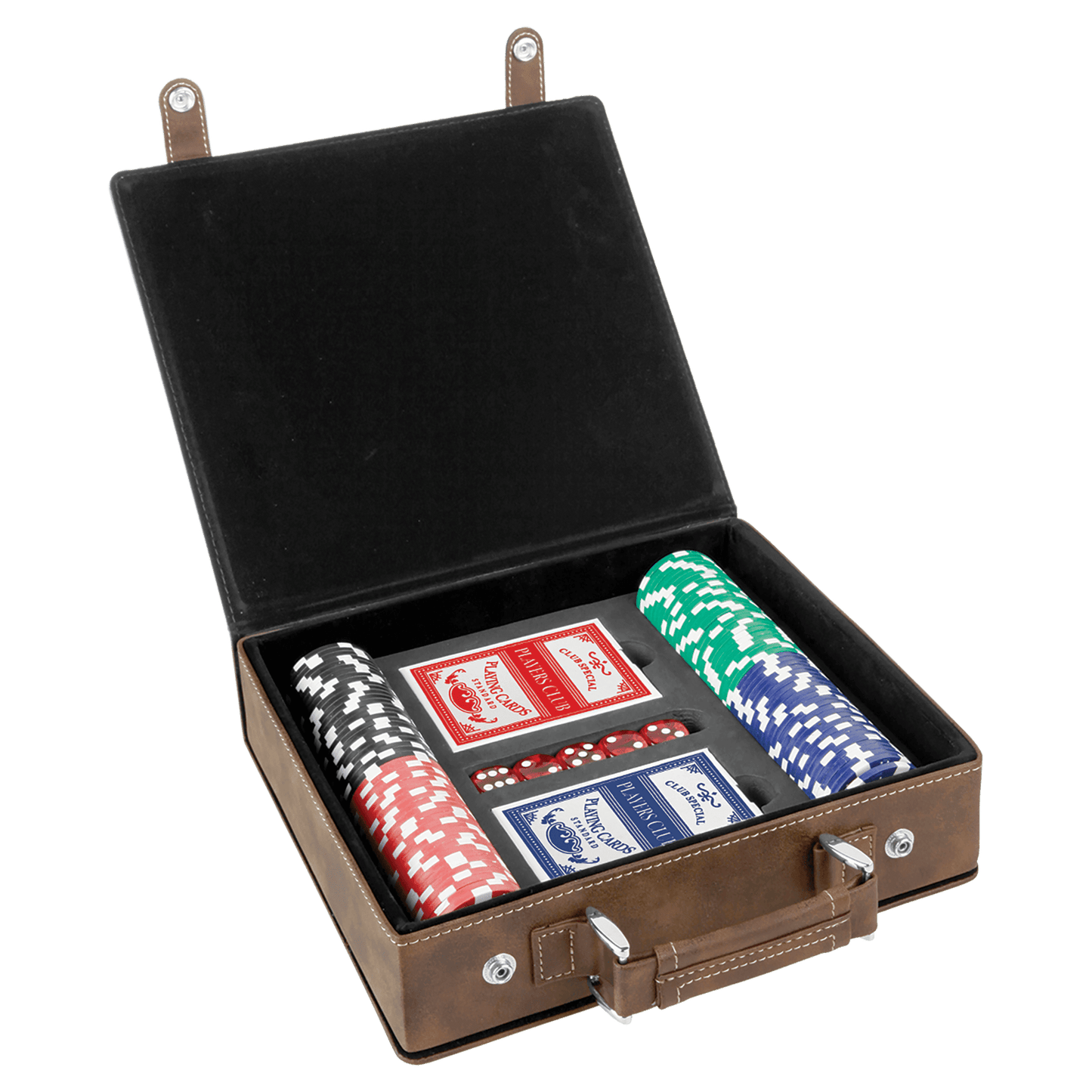 Rustic/Gold " laser engravable leatherette poker set personalized gift