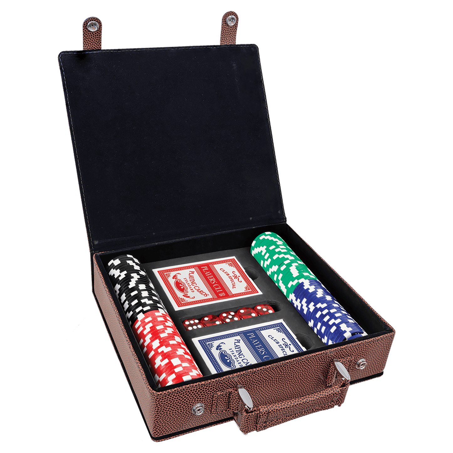 Football " laser engravable leatherette poker set personalized gift