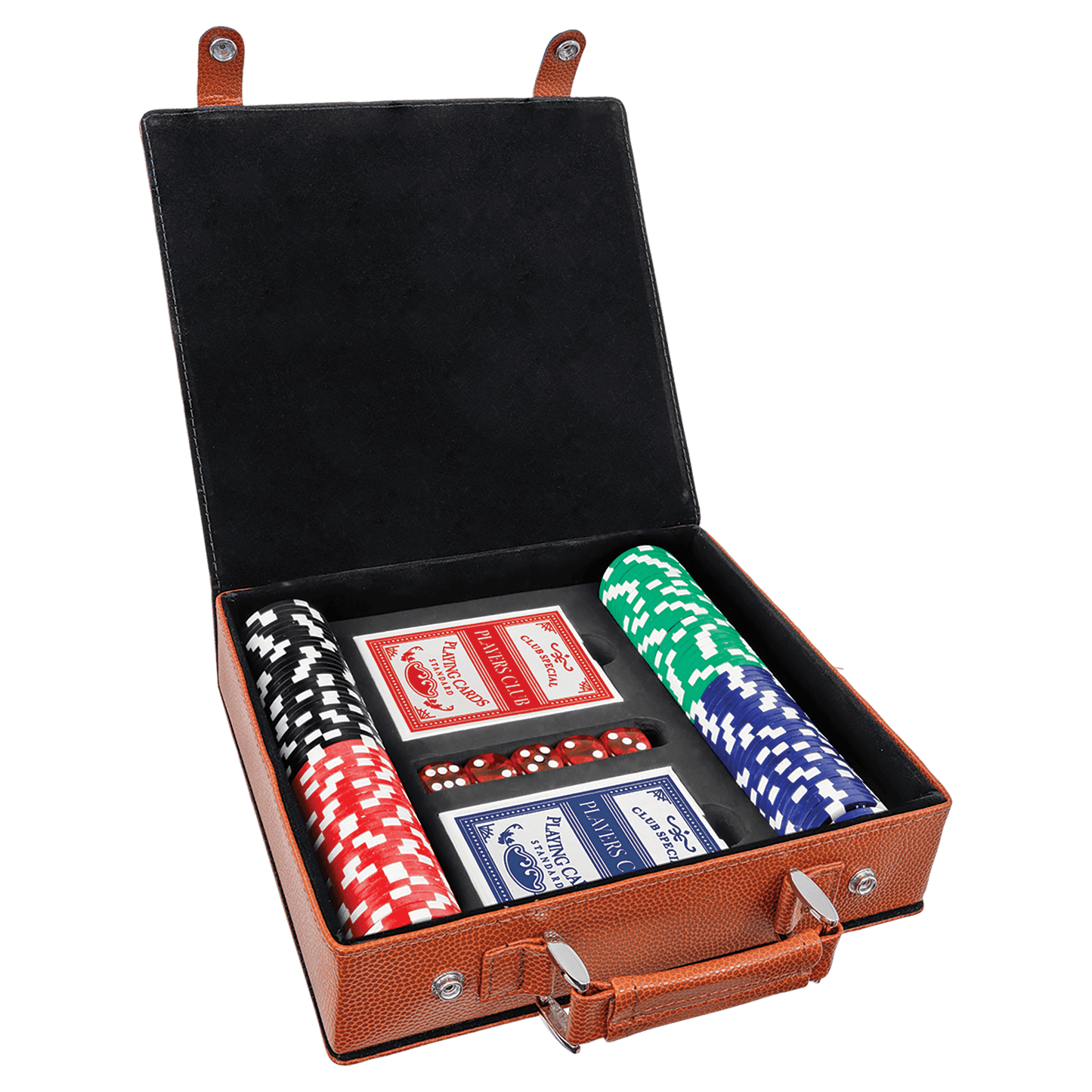 Basketball " laser engravable leatherette poker set personalized gift