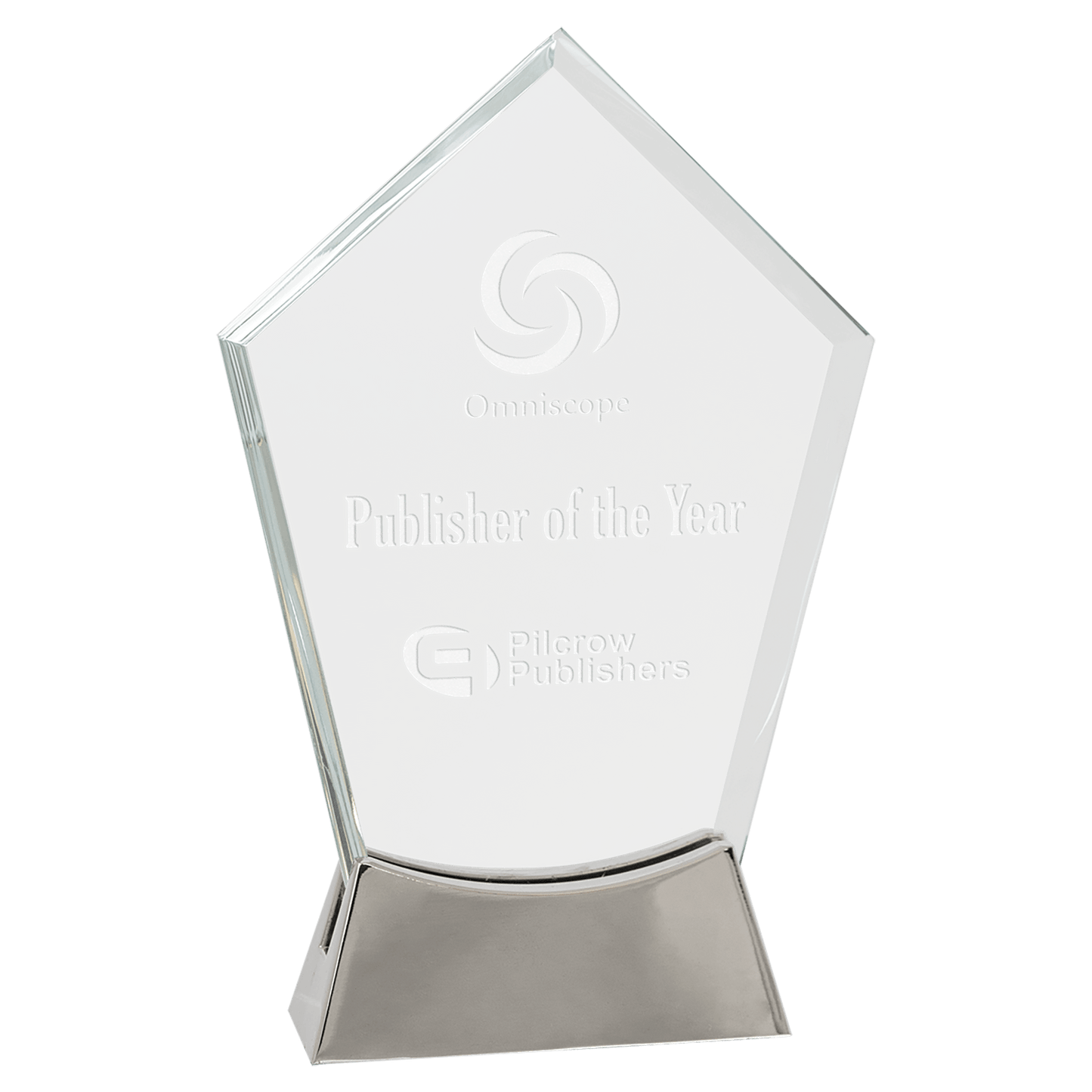 7 1/2" Peak Platinum Glass with Full Metal Base glass award laser engravable