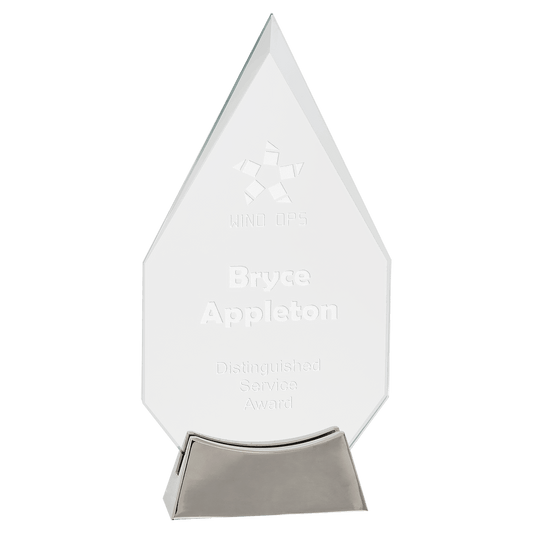 9 1/4" Diamond Platinum Glass with Full Metal Base glass award laser engravable