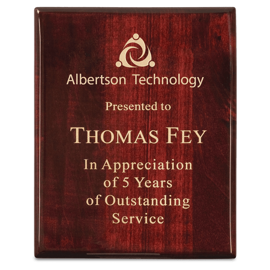 8" x 10" Premium Rosewood Piano Finish Plaque laser engravable