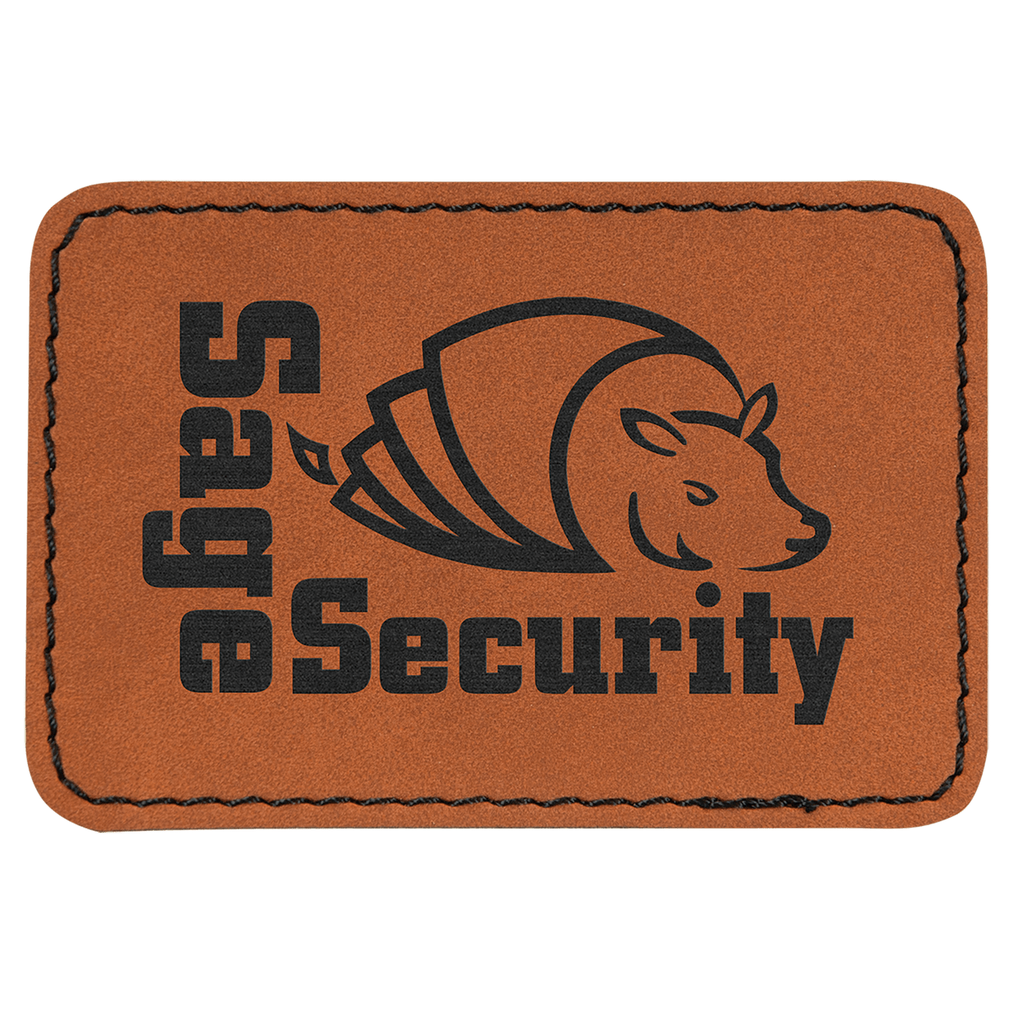 Rawhide 3" x 2" rectangle leatherette patch laser engravable Kota Pro adhesive