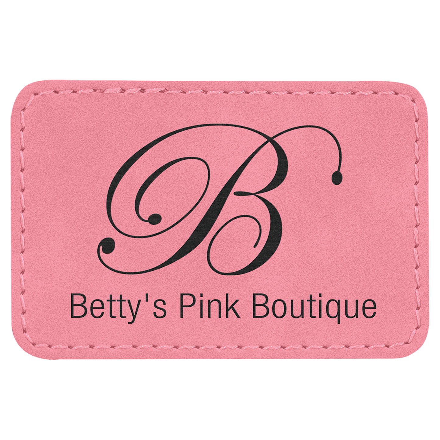 Pink 3" x 2" rectangle leatherette patch laser engravable Kota Pro adhesive