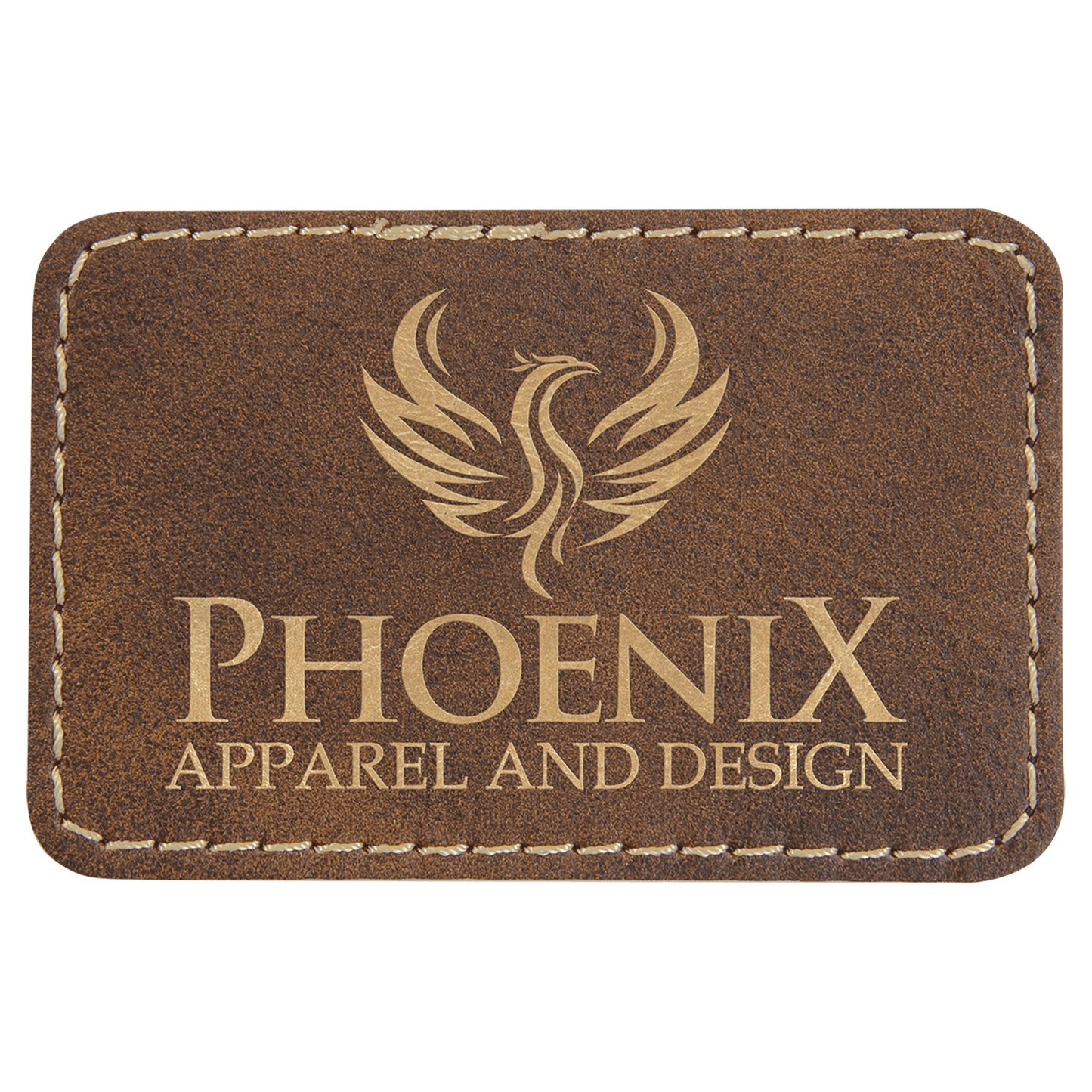 Rustic/Gold 3" x 2" rectangle leatherette patch laser engravable Kota Pro adhesive