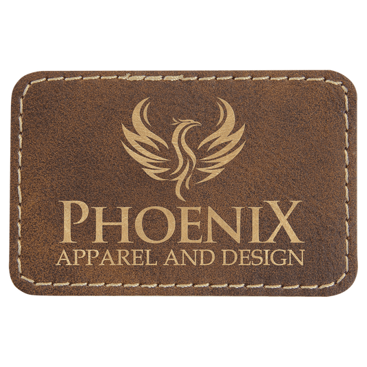 3" x 2" Rectangle Rustic/Gold Laserable Leatherette Patch with Adhesive