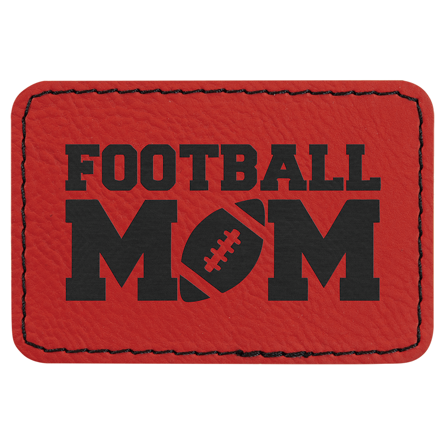 3" x 2" Rectangle Red Laserable Leatherette Patch with Adhesive