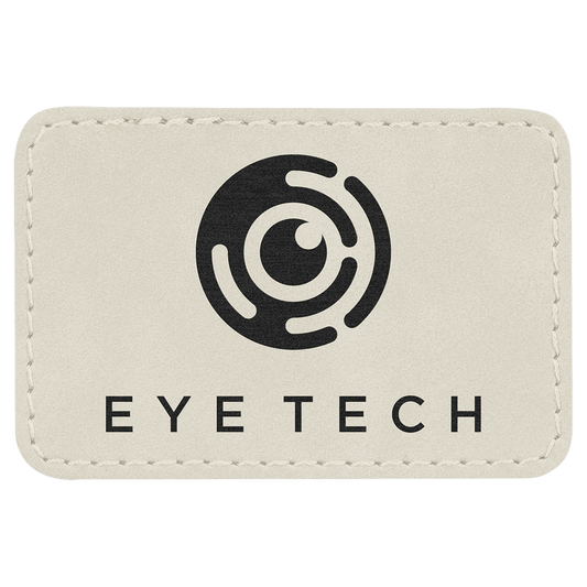 3" x 2" Rectangle White Laserable Leatherette Patch with Adhesive