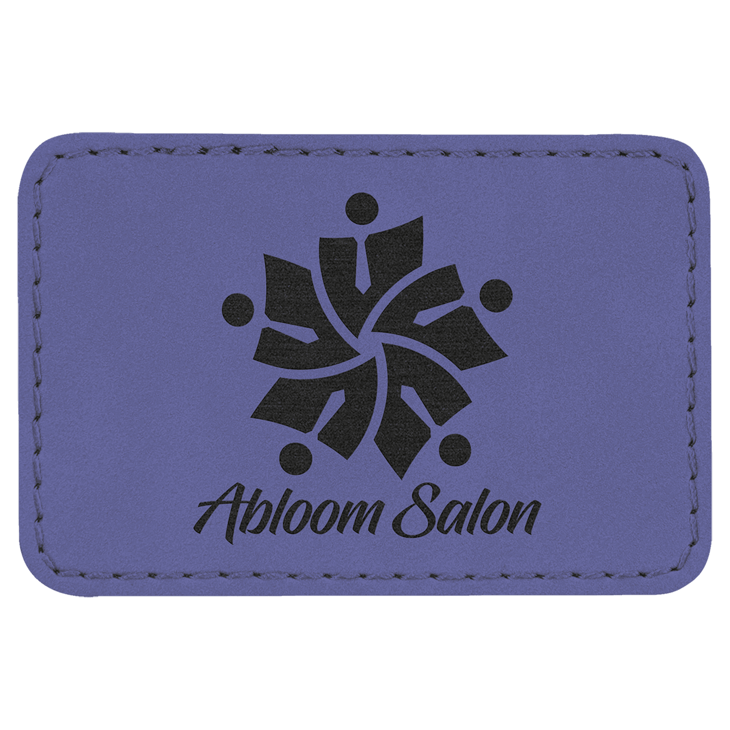 Purple 3" x 2" rectangle leatherette patch laser engravable Kota Pro adhesive