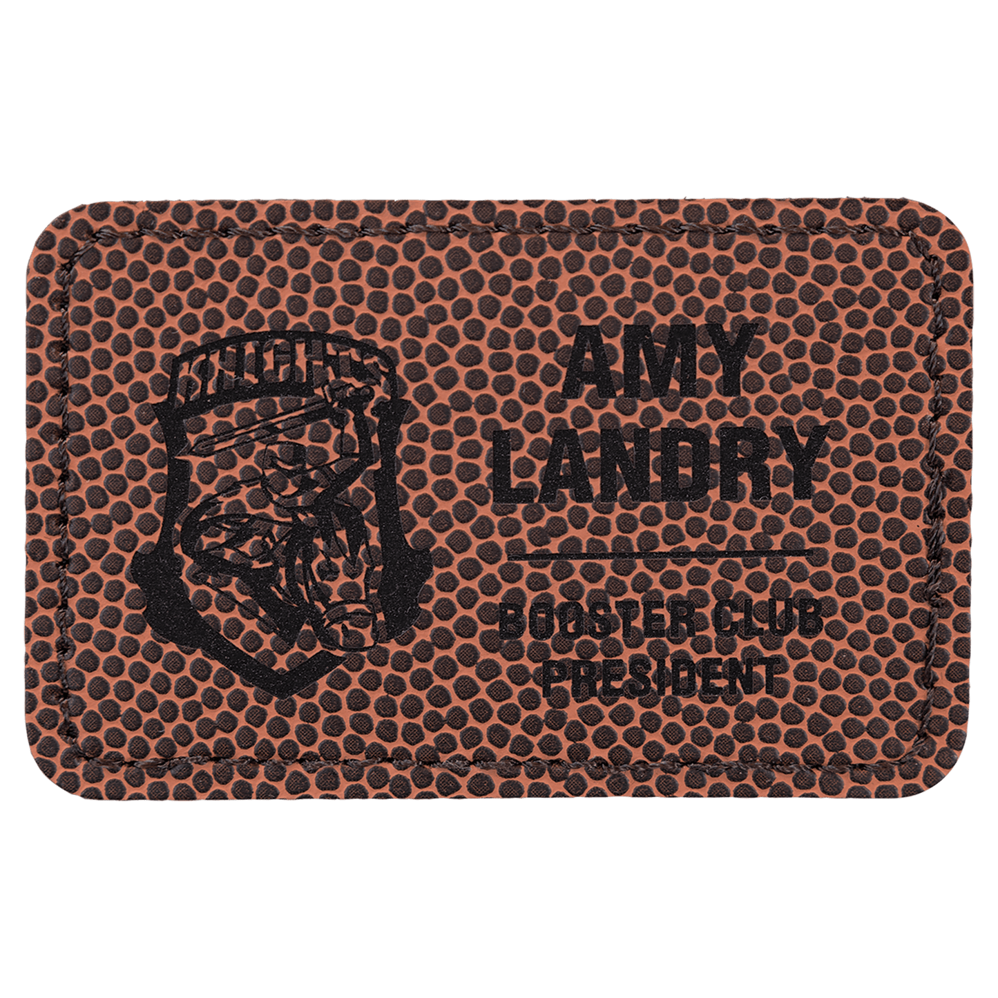 Football 3" x 2" rectangle leatherette patch laser engravable Kota Pro adhesive