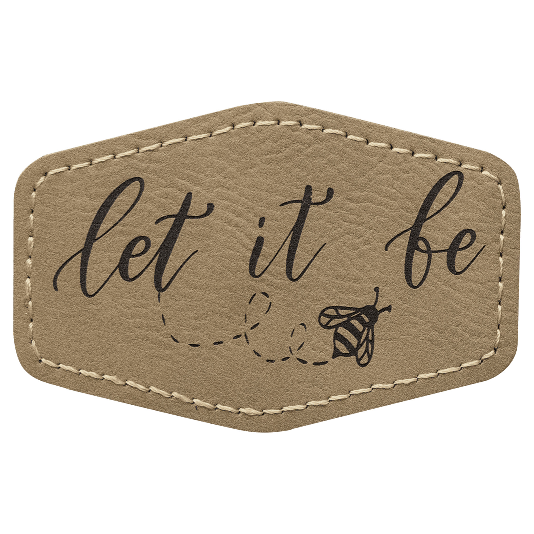 Light Brown 3" x 2" hex leatherette patch laser engravable Kota Pro adhesive
