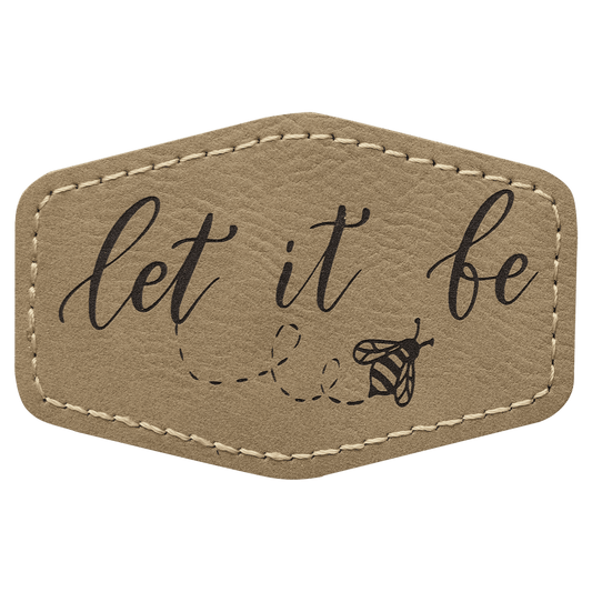 Light Brown 3" x 2" hex leatherette patch laser engravable Kota Pro adhesive