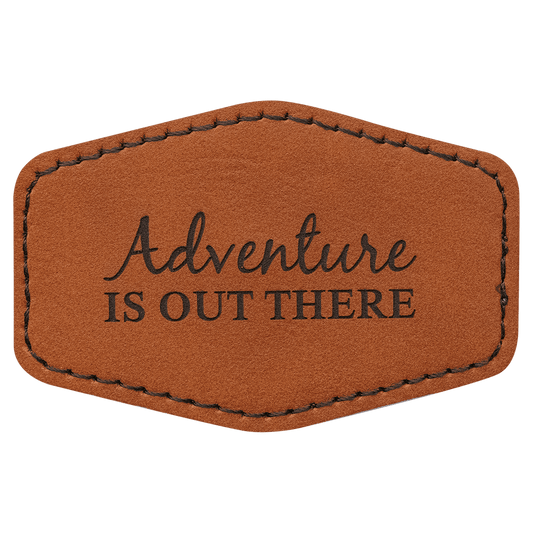 3" x 2" Hex Rawhide Laserable Leatherette Patch with Adhesive