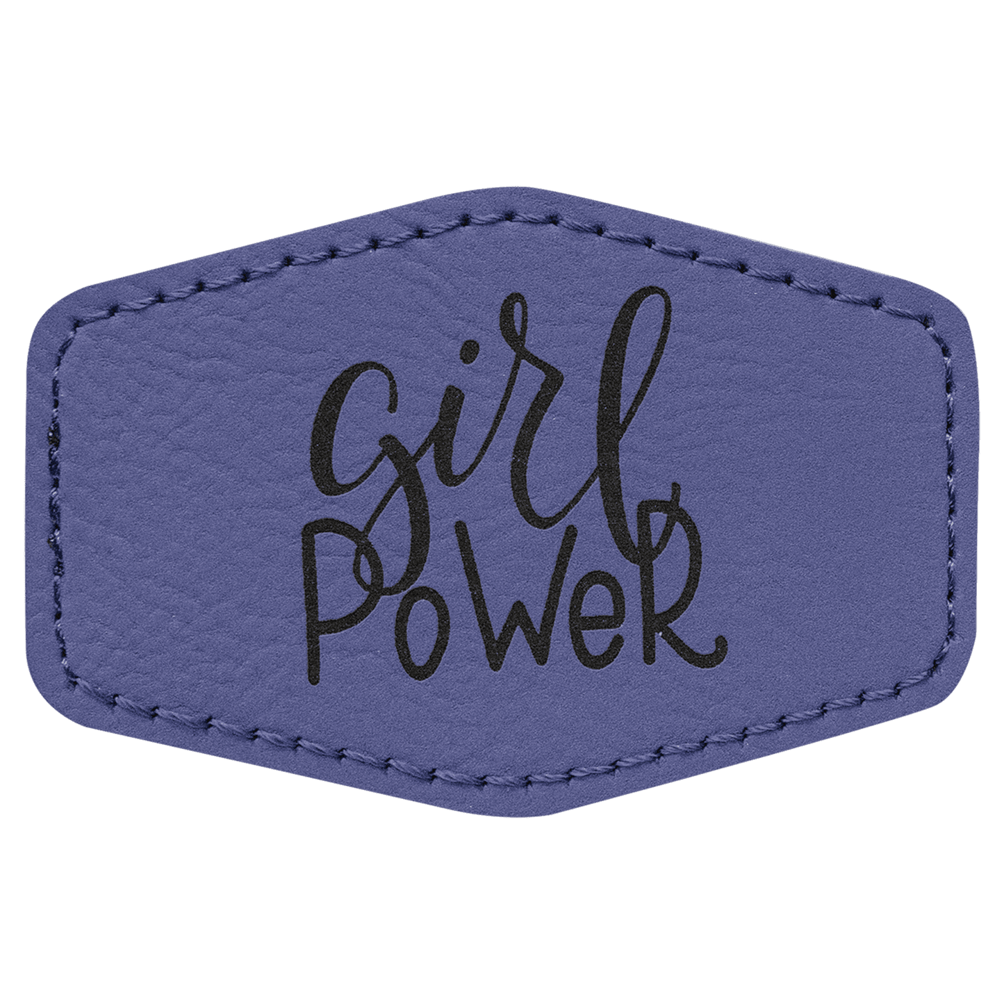 Purple 3" x 2" Hex Laserable Leatherette Patch with Adhesive