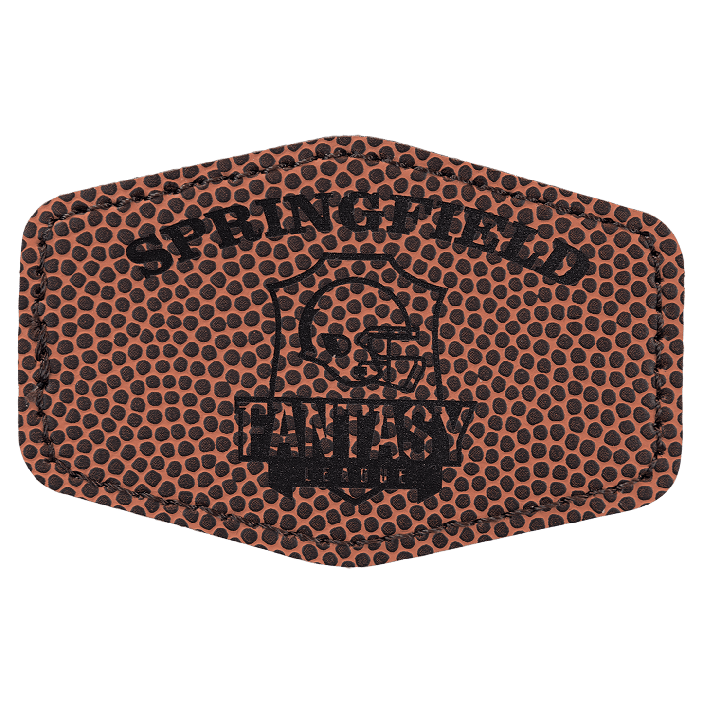 Football 3" x 2" Hex Laserable Leatherette Patch with Adhesive