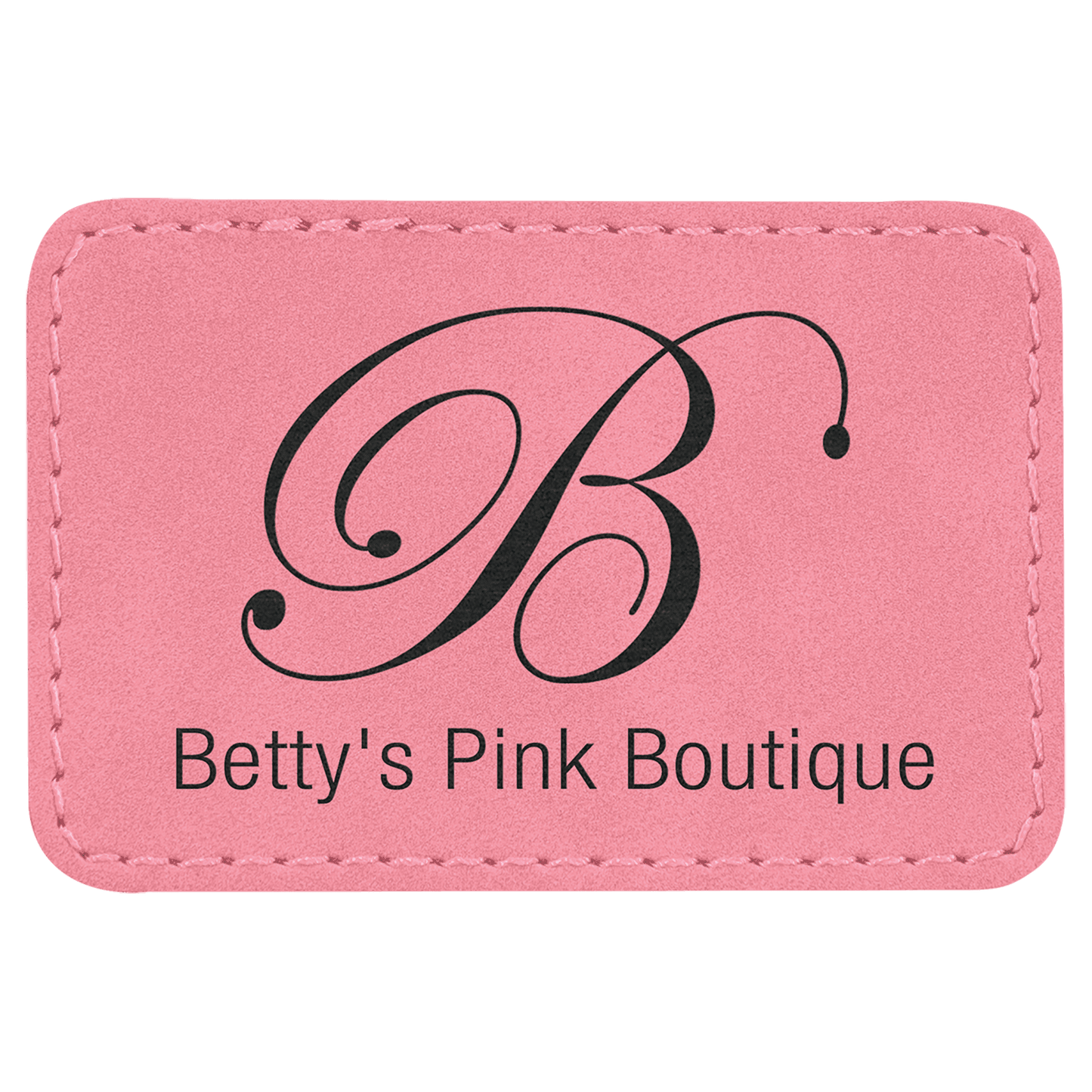 Pink 3" x 2" rectangle leatherette patch laser engravable Kota Pro adhesive