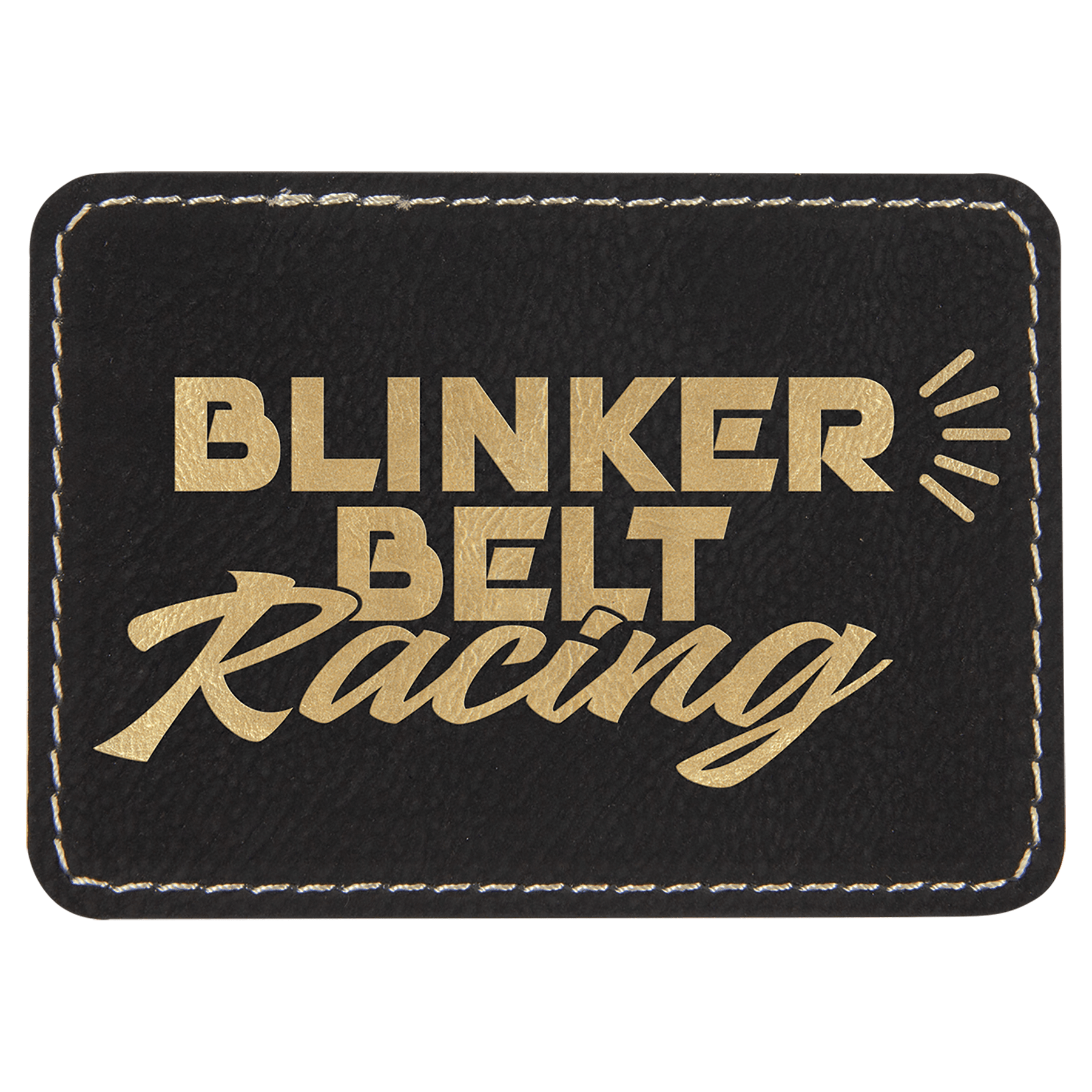 3 1/2" x 2 1/2" Rectangle Black/Gold Laserable Leatherette Patch with Adhesive