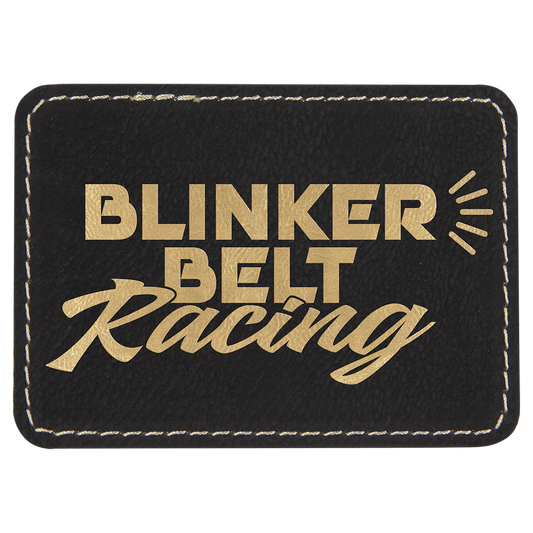 3 1/2" x 2 1/2" Rectangle Black/Gold Laserable Leatherette Patch with Adhesive