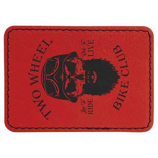 3 1/2" x 2 1/2" Rectangle Red Laserable Leatherette Patch with Adhesive