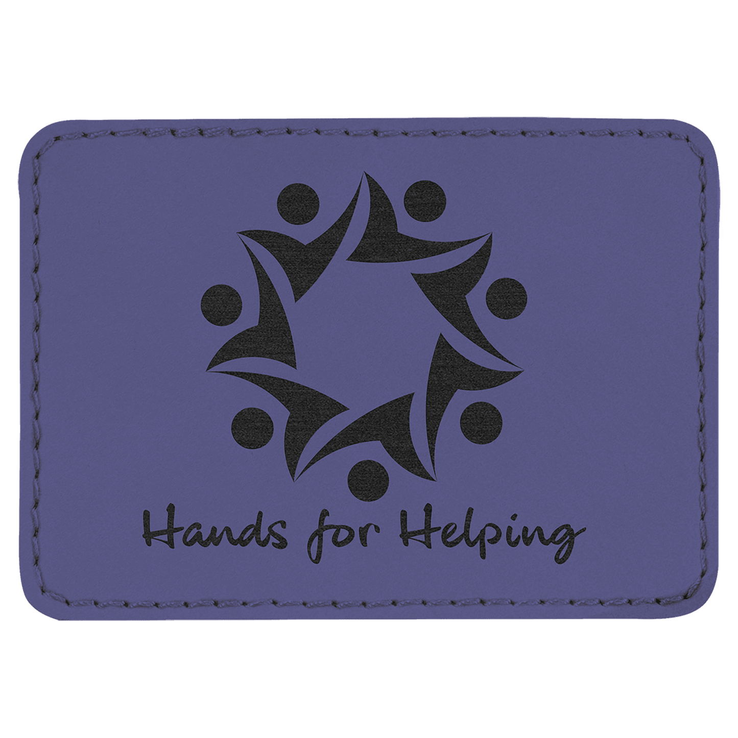 Purple 3 1/2" x 2 1/2" rectangle leatherette patch laser engravable Kota Pro adhesive