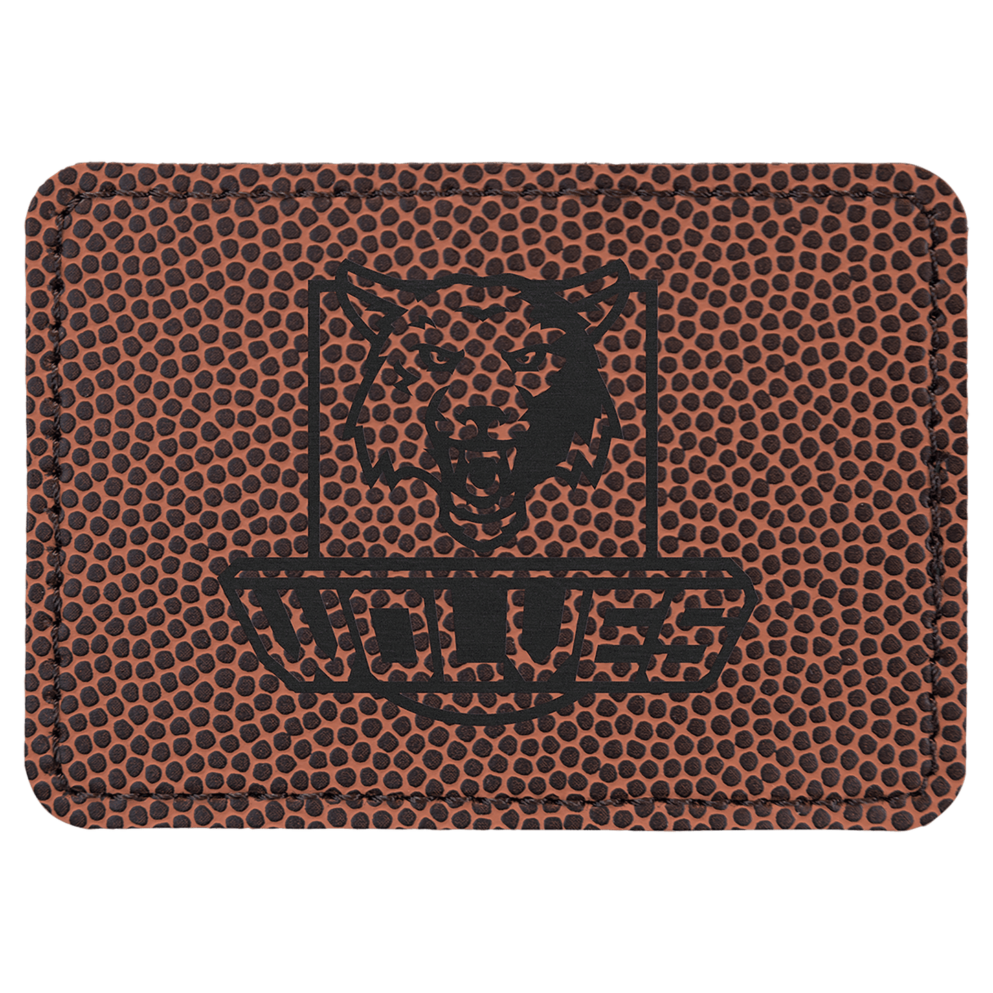 Football 3 1/2" x 2 1/2" rectangle leatherette patch laser engravable Kota Pro adhesive