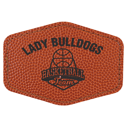 3 1/2" x 2 1/2" Hex Basketball Laserable Leatherette Patch with Adhesive