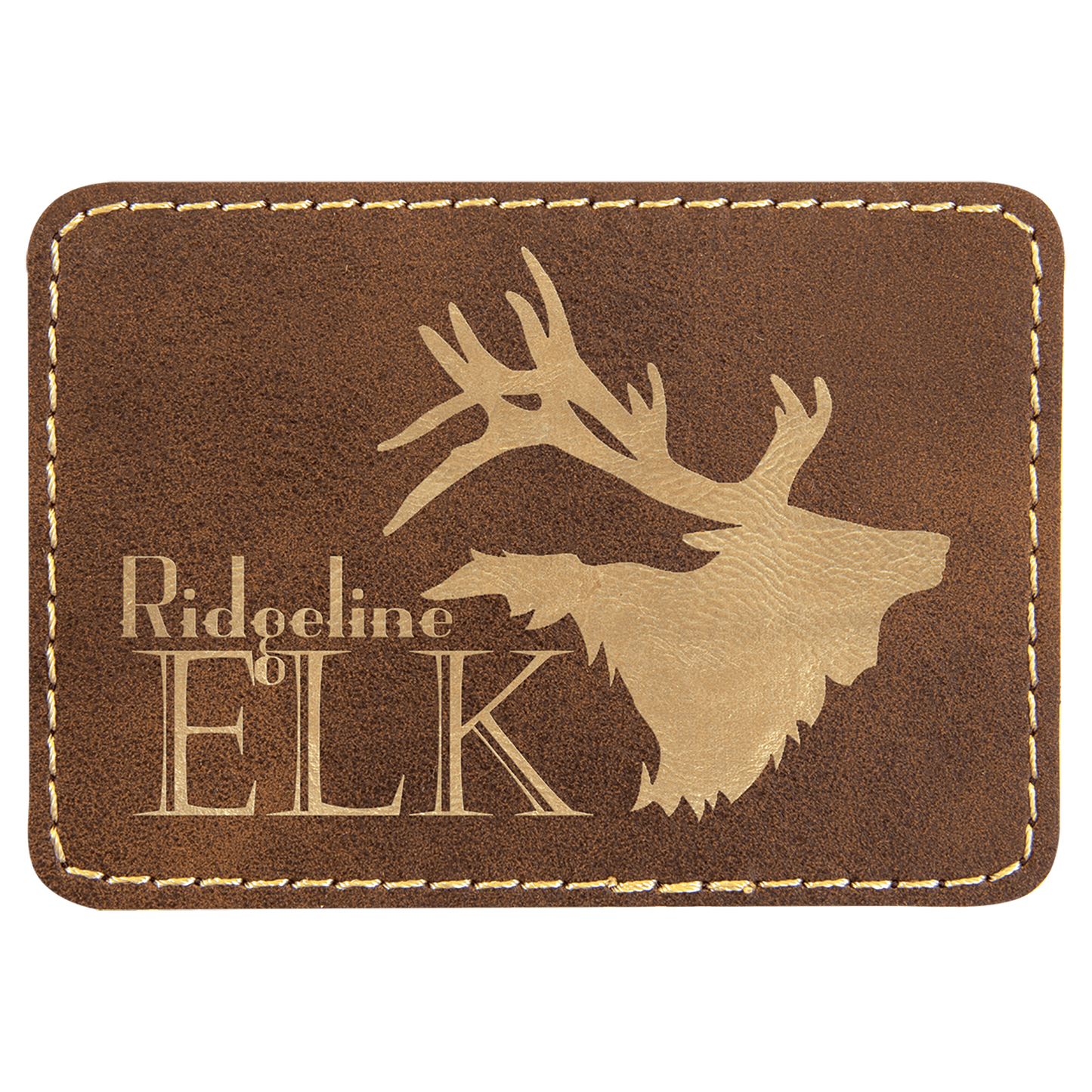 Rustic/Gold 3 1/2" x 2 1/2" rectangle leatherette patch laser engravable Kota Pro adhesive