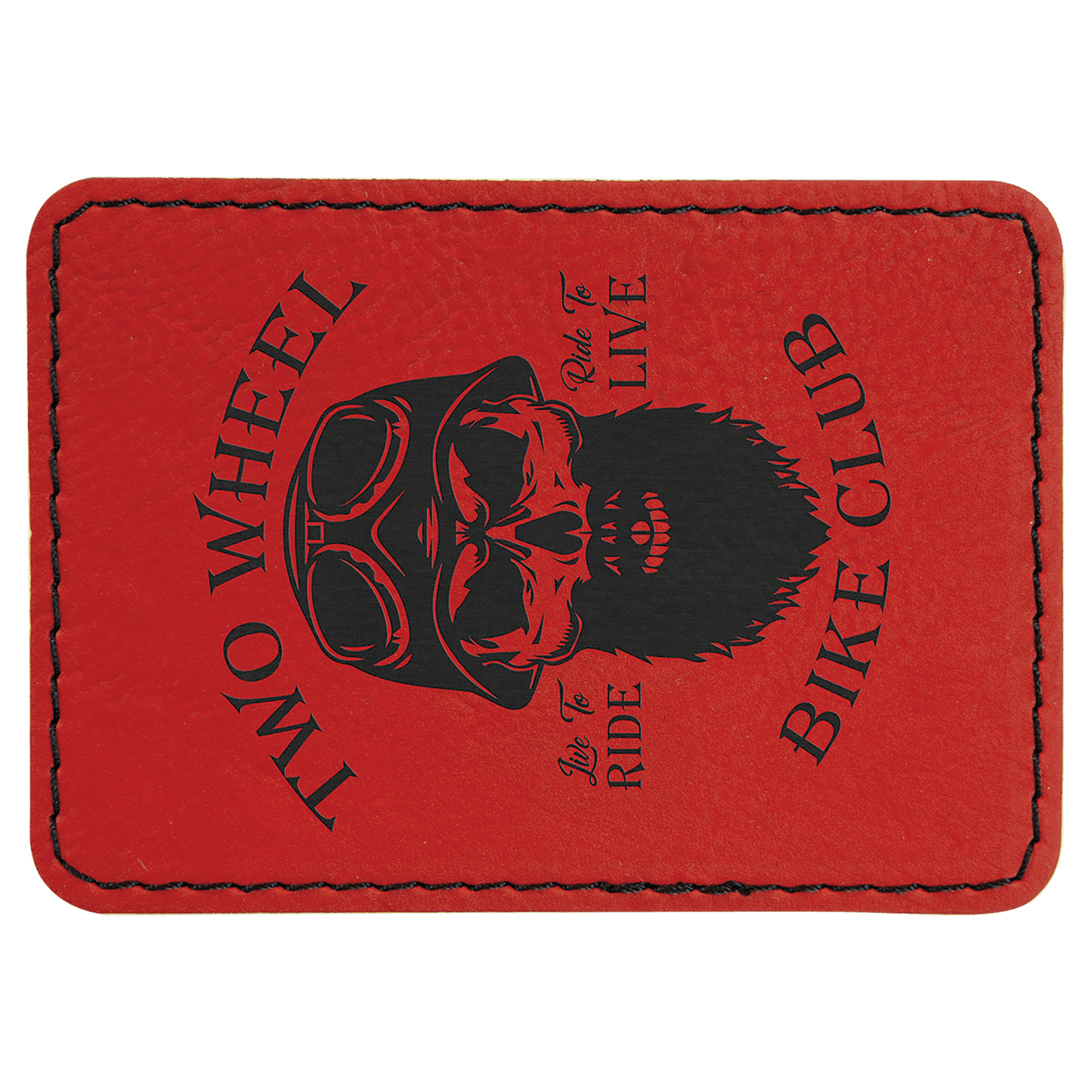 Red 3 1/2" x 2 1/2" rectangle leatherette patch laser engravable Kota Pro adhesive