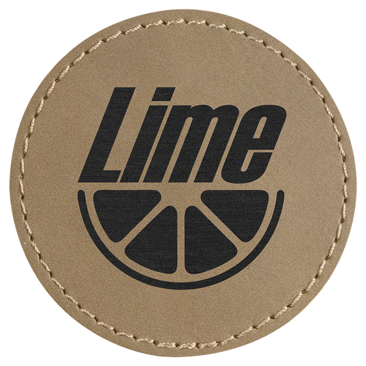 Light Brown 2 1/2" round leatherette patch laser engravable Kota Pro adhesive