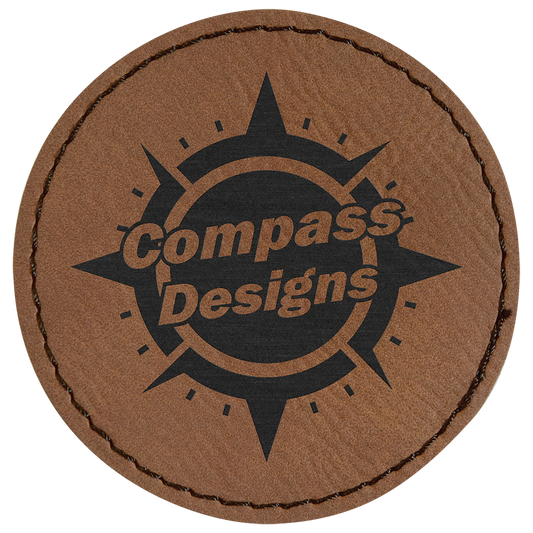 2 1/2" Round Dark Brown Laserable Leatherette Patch with Adhesive