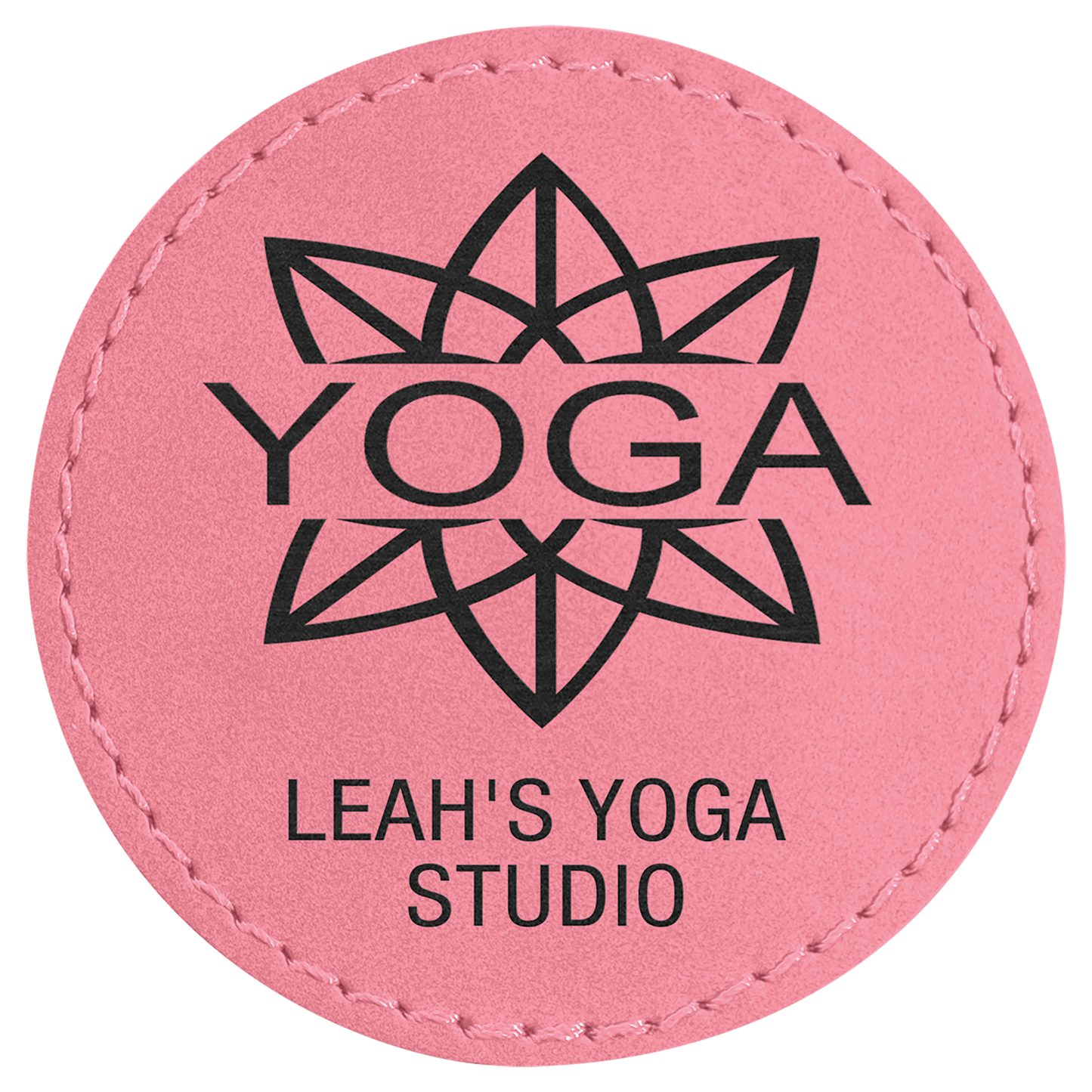 2 1/2" Round Pink Laserable Leatherette Patch with Adhesive