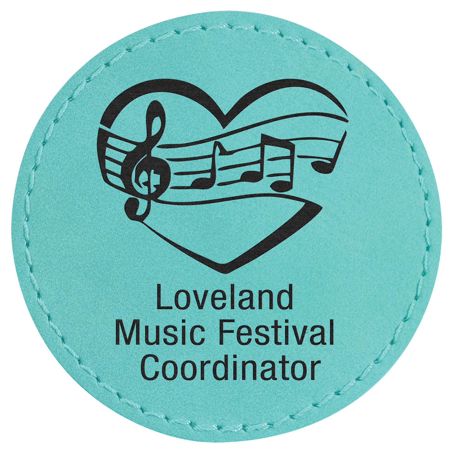 2 1/2" Round Teal Laserable Leatherette Patch with Adhesive
