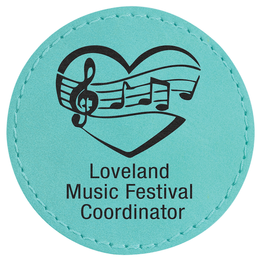 2 1/2" Round Teal Laserable Leatherette Patch with Adhesive