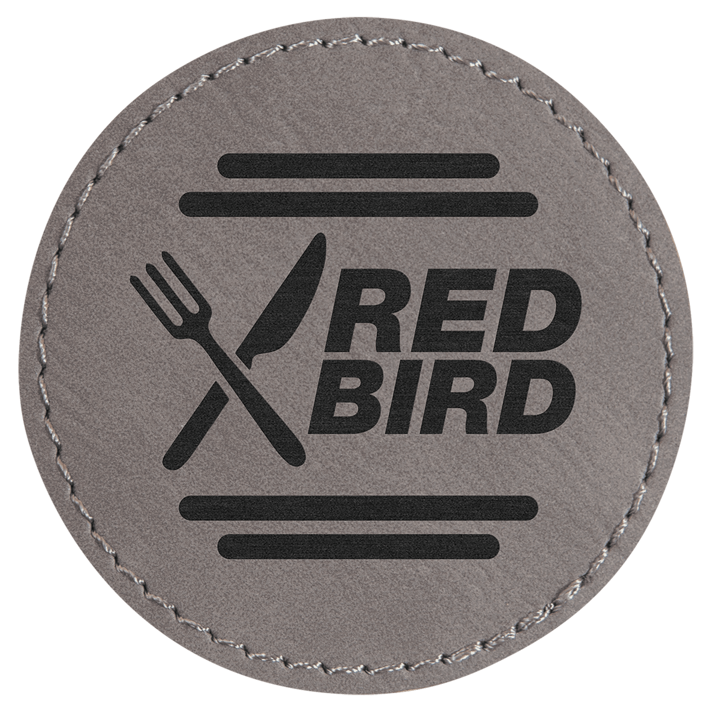 Gray 2 1/2" Laserable Leatherette Round Patch with Kota Pro Adhesive
