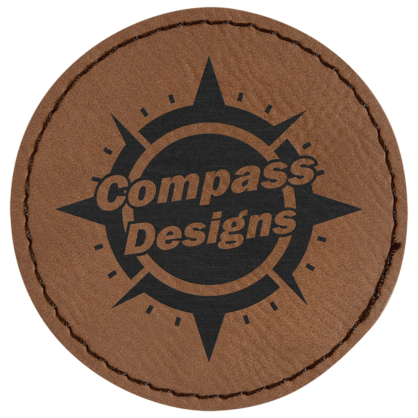 Dark Brown 2 1/2" Laserable Leatherette Round Patch with Kota Pro Adhesive