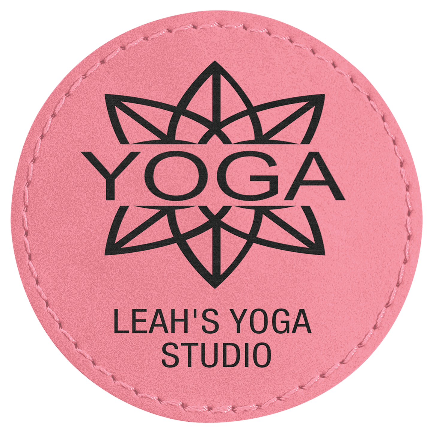 Pink 2 1/2" Laserable Leatherette Round Patch with Kota Pro Adhesive