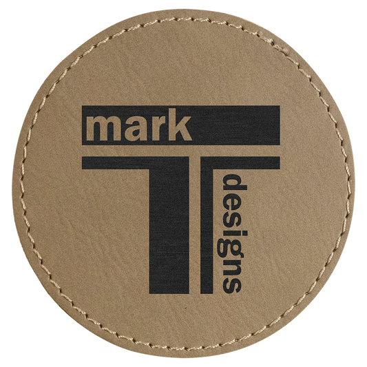 Light Brown 3" round leatherette patch laser engravable Kota Pro adhesive