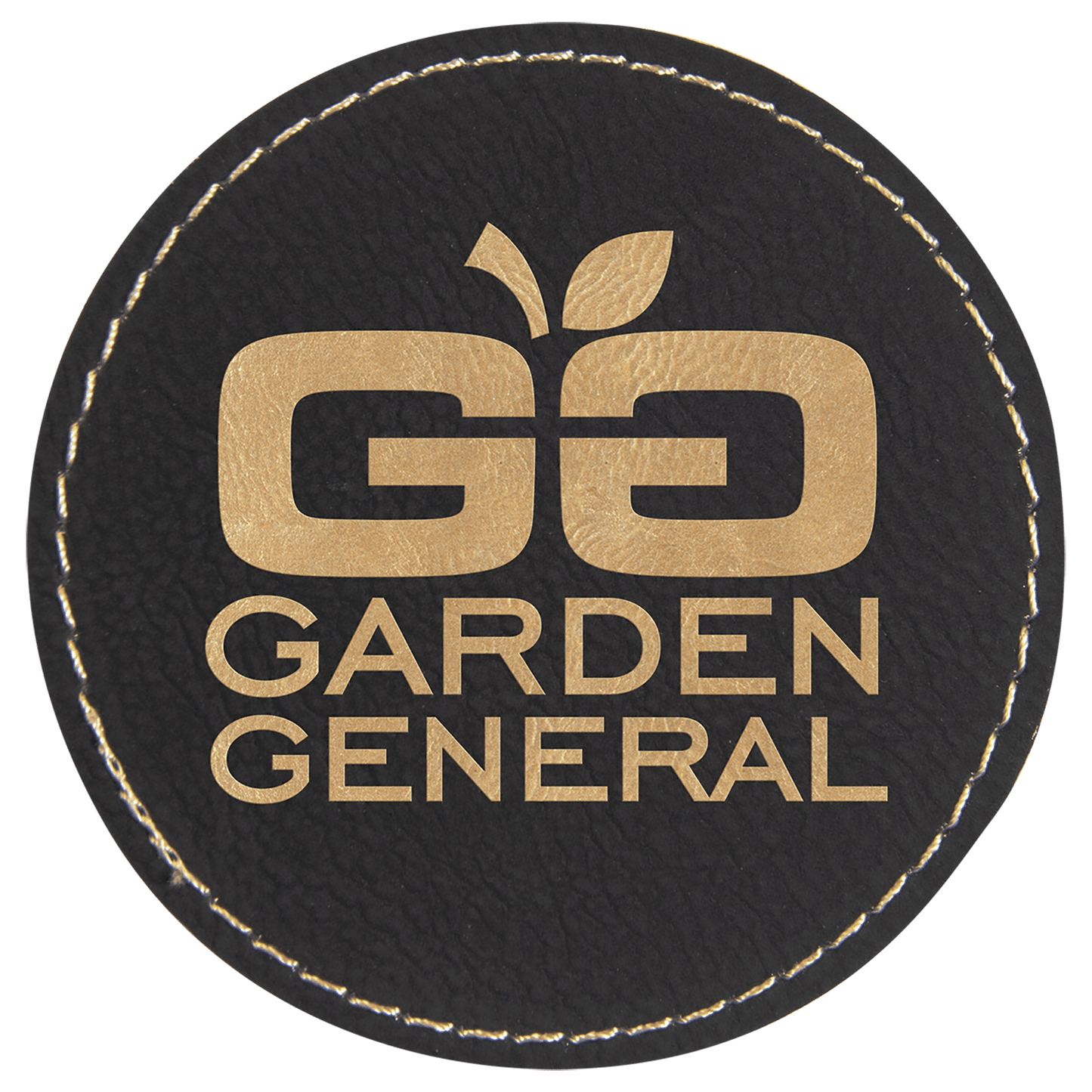 3" Round Black/Gold Laserable Leatherette Patch with Adhesive