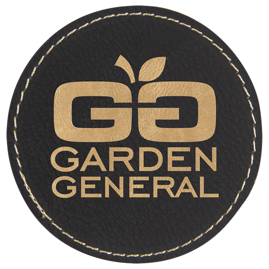 3" Round Black/Gold Laserable Leatherette Patch with Adhesive