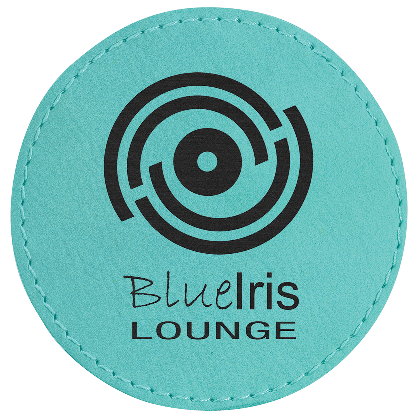 Teal 3" round leatherette patch laser engravable Kota Pro adhesive