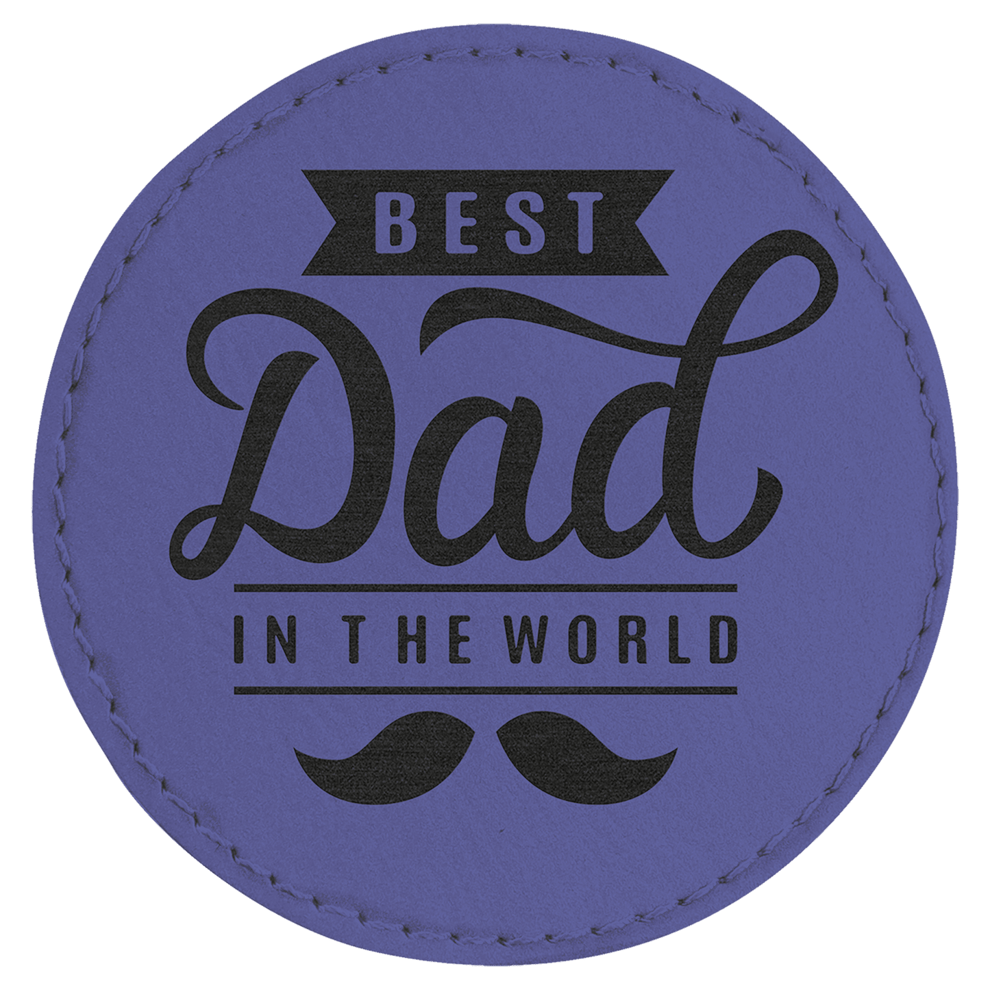 Purple 3" round leatherette patch laser engravable Kota Pro adhesive