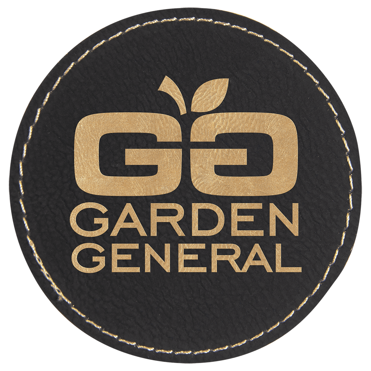 Black/Gold 3" Laserable Leatherette Round Patch with Adhesive