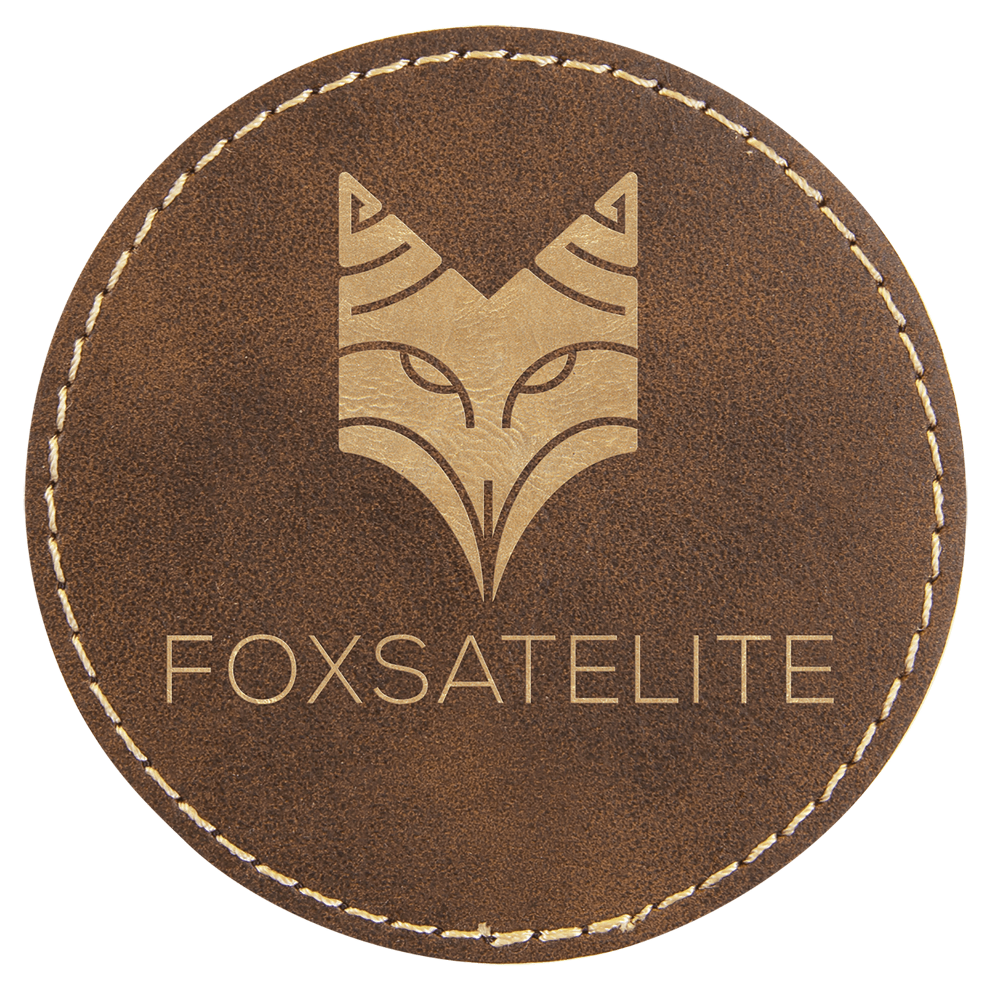 Rustic/Gold 3" Laserable Leatherette Round Patch with Adhesive