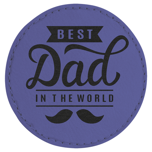 Purple 3" round leatherette patch laser engravable Kota Pro adhesive